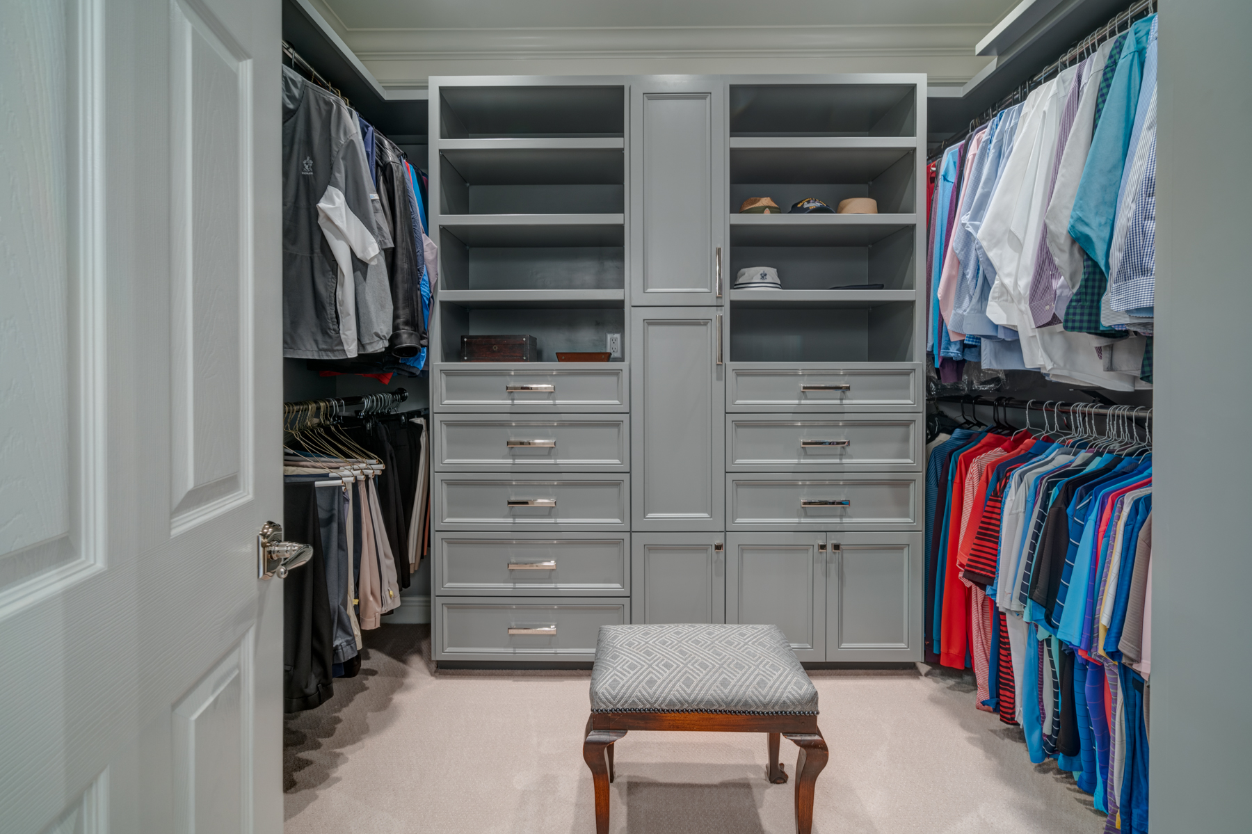 Custom cabinetry in the master closet