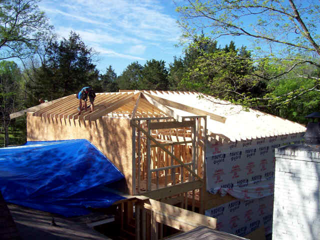 The new roof trusses